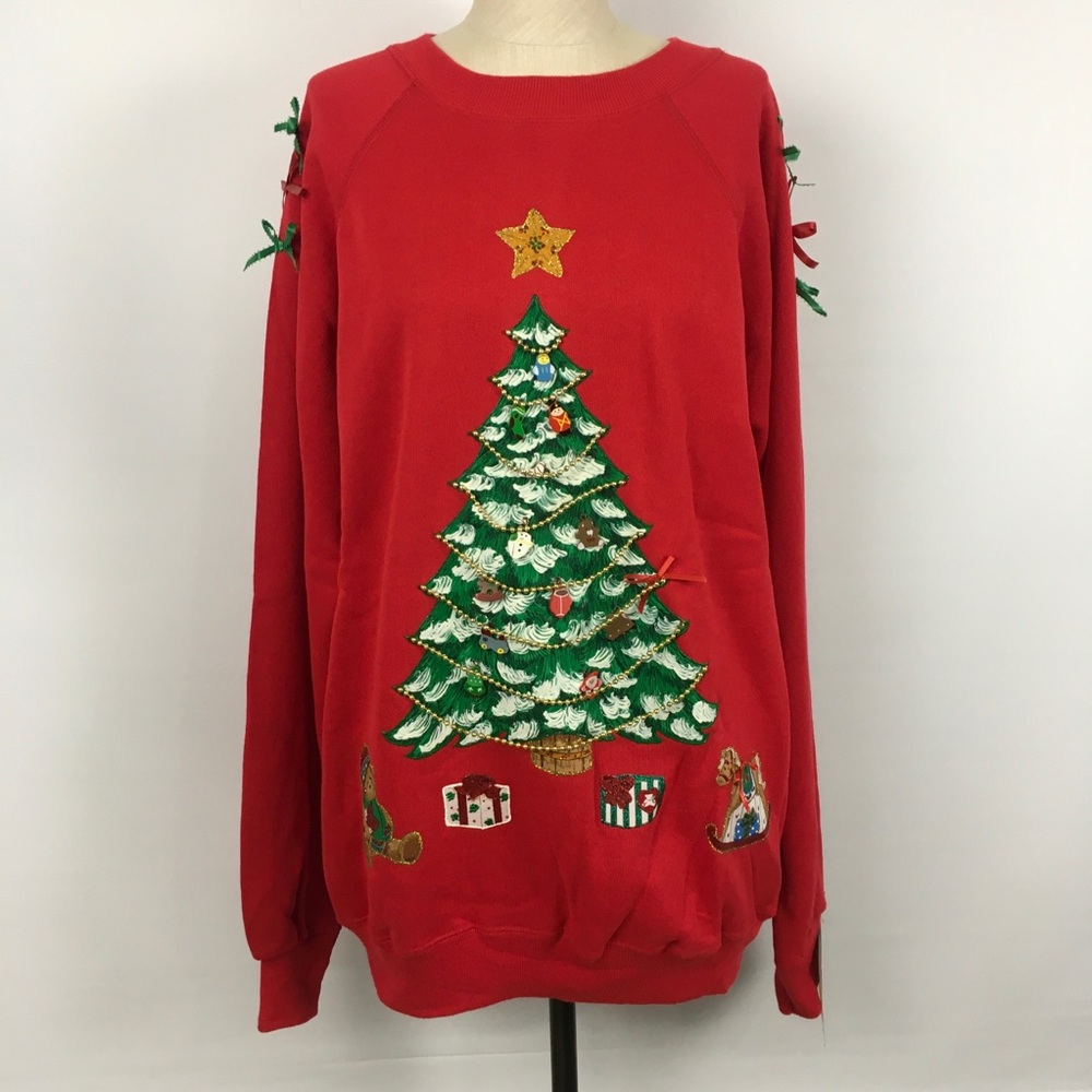 Vintage Hanes Christmas Ugly Sweater Red NWT